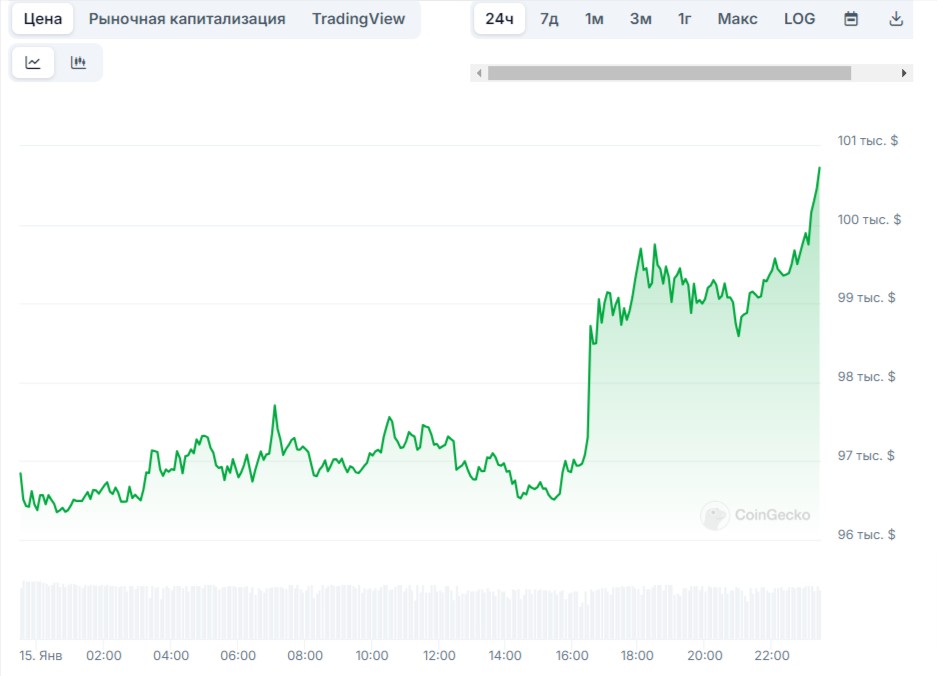 24-часовой график цены BTC. Источник: CoinGecko